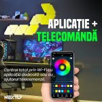 Set 3 lampi triunghiulare de perete LED RGBW NEXTLY, design modular, control din telecomanda/aplicatie, iluminare ambientala, sincronizare muzicala, timer, ajustare luminozitate/viteza, alimentare USB, 12.6x11cm, multicolor - imagine 6