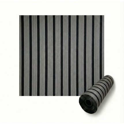 Rola Tapet autoadeziv 3D premium tip Riflaj NEXTLY, imitatie lemn, rezistent la apa, spuma moale si pvc, 5 mm grosime, adeziv puternic, 58x300cm, stejar gri