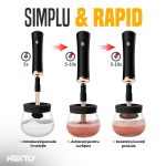 Aparat electric pentru spalat pensule de machiaj NEXTLY, curatare rapida 5-10 secunde, compatibilitate universala, 8 adaptoare diferite marimi, sistem rotativ 360°, functionare cu baterii, negru - imagine 6