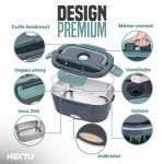 Caserola termica electrica NEXTLY 1.5L, alb, bol inox 304, set tacamuri si geanta transport, 21.8x14.5x10cm - imagine 8