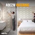 Rola tapet autoadeziv premium NEXTLY, marmura alba, waterproof, ajustabil, adeziv puternic, usor de montat, acoperire 3.6 mp, 120x300 cm, 2.5 mm grosime, alb-auriu - imagine 9