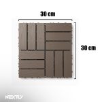 Set 44 x Placi Pardoseala Modulare din PVC tip parchet pentru Terasa NEXTLY, 30x30 cm, sistem click, imitatie lemn, 2 cm grosime, acoperire 3.96 mp, sistem drenaj, rezistente la intemperii, gri grafit - imagine 2