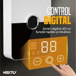 Incalzitor instant de apa NEXTLY, alb-negru, 26x18cm, control digital, design compact, cu furtun si para de dus incluse - imagine 4