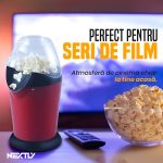 Aparat pentru popcorn fara ulei NEXTLY, tehnologie cu aer cald, 2.5l, curatare usoara, capac transparent ventilat, 1200W, 29x15.5cm, rosu-negru - imagine 7