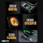 Baterie externa Wireless Magnetica 10.000 mAh NEXTLY, incarcare rapida, 22.5W, incarcare wireless 15W, compatibila MagSafe, afisaj digital, port Tip-C, 10.3x6.8x1.8cm, negru - imagine 7