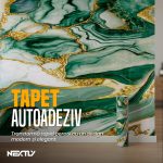 Rola tapet autoadeziv premium NEXTLY, marmura verde pastel, waterproof, ajustabil, adeziv puternic, usor de montat, acoperire 3.6 mp, 120x300 cm, 2.5 mm grosime, verde pastel - imagine 3