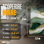 Rola tapet autoadeziv premium NEXTLY, marmura verde pastel, waterproof, ajustabil, adeziv puternic, usor de montat, acoperire 3.6 mp, 120x300 cm, 2.5 mm grosime, verde pastel - imagine 10