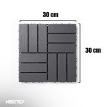 Set 44 x Placi Pardoseala Modulare din PVC tip parchet pentru Terasa NEXTLY, 30x30 cm, sistem click, imitatie lemn, 2 cm grosime, acoperire 3.96 mp, sistem drenaj, rezistente la intemperii, gri grafit - imagine 2