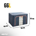 Set 3 x Organizator pentru haine, perne, pilote, jucarii si alte accesorii NEXTLY, 3 marimi - 24/66/100 litri, cutie depozitare pliabila cu manere, cadru metalic, fereastra de vizualizare, material respirabil, inchidere cu fermoar, albastru inchis - imagine 10