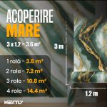 Rola tapet autoadeziv premium NEXTLY, marmura alba cu insertii de verde deschis, waterproof, ajustabil, adeziv puternic, usor de montat, acoperire 3.6 mp, 120x300 cm, 2.5 mm grosime, verde deschis - imagine 10