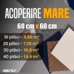 Set 10 x Mocheta Autoadeziva Premium NEXTLY, pentru podea si scari, 60x60 cm, 5mm grosime, instalare usoara, covor autoadeziv, rezistenta la apa si caldura, adeziv puternic, acoperire 3.6 mp, gri grafit deschis - imagine 10