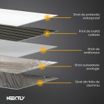 Rola tapet autoadeziv 3D premium tip riflaj NEXTLY, imitatie lemn, rezistent la apa, spuma moale si pvc, 3 mm grosime, adeziv puternic, 60x300cm, gri grafit inchis - imagine 4