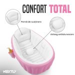 Cadita gonflabila pentru bebelusi NEXTLY, pompa de umflare, portabila, pliabila, perna de sustinere, airbag antialunecare, snur de agatare, rezistenta, PVC, 98x64x28cm, 0-3 ani, roz - imagine 4