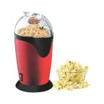 Aparat pentru popcorn fara ulei NEXTLY, tehnologie cu aer cald, 2.5l, curatare usoara, capac transparent ventilat, 1200W, 29x15.5cm, rosu-negru