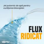 Irigator bucal NEXTLY, 4 capete de curatare, 3 moduri de utilizare - soft/normal/pulse, Waterproof IPX7, incarcare USB-C, 200ml, 28.5x8cm, roz - imagine 8