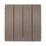 Set 10 x Placi Pardoseala Modulare din PVC tip parchet pentru Terasa NEXTLY, 30x30 cm, sistem click, imitatie lemn, 2 cm grosime, acoperire 0.99 mp, sistem drenaj, rezistente la intemperii, maro taupe
