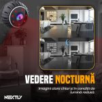 Mini camera de supraveghere WiFi NEXTLY, FULL HD 1080p, vedere nocturna, detectare miscare, aplicatie mobila, Android/iOS, unghi larg 150°, 30x30x23mm, negru - imagine 5