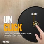 Mop robot automat NEXTLY, design slim, perii duble, negru, 27x6.2cm, set - imagine 3