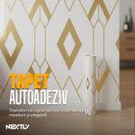Rola tapet autoadeziv premium NEXTLY, marmura alba cu insertii aurii, waterproof, ajustabil, adeziv puternic, usor de montat, acoperire 3.6 mp, 120x300 cm, 2.5 mm grosime, alb-auriu - imagine 3