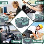 Caserola termica electrica NEXTLY 1.5L, bol inox 304, set tacamuri si geanta transport, 21.8x14.5x10cm, albastru-portocaliu - imagine 6