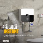 Incalzitor instant de apa NEXTLY, alb-negru, 26x18cm, control digital, design compact, cu furtun si para de dus incluse - imagine 3