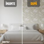 Rola tapet autoadeziv premium NEXTLY, marmura alba, waterproof, ajustabil, adeziv puternic, usor de montat, acoperire 3.6 mp, 120x300 cm, 2.5 mm grosime, alb-auriu - imagine 5
