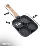 Tigaie antiaderenta cu 4 compartimente NEXTLY, pentru mic dejun, aluminiu, maner lemn detasabil, 17x17x2cm, gri - imagine 9
