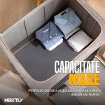 Set 3 x Organizator pentru haine, perne, pilote, jucarii si alte accesorii NEXTLY, 3 marimi - 24/66/100 litri, cutie depozitare pliabila cu manere, cadru metalic, fereastra de vizualizare, material respirabil, inchidere cu fermoar, albastru inchis - imagine 4