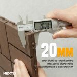 Set 44 x Placi Pardoseala Modulare din PVC tip parchet pentru Terasa NEXTLY, 30x30 cm, sistem click, imitatie lemn, 2 cm grosime, acoperire 3.96 mp, sistem drenaj, rezistente la intemperii, gri grafit - imagine 4