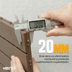 Set 10 x Placi Pardoseala Modulare din PVC tip parchet pentru Terasa NEXTLY, 30x30 cm, sistem click, imitatie lemn, 2 cm grosime, acoperire 0.99 mp, sistem drenaj, rezistente la intemperii, maro taupe - imagine 4