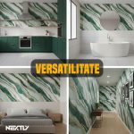 Rola tapet autoadeziv premium NEXTLY, marmura alba cu insertii de verde deschis, waterproof, ajustabil, adeziv puternic, usor de montat, acoperire 3.6 mp, 120x300 cm, 2.5 mm grosime, verde deschis - imagine 6