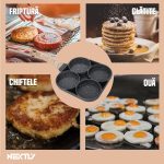 Tigaie antiaderenta cu 4 compartimente NEXTLY, pentru mic dejun, aluminiu, maner lemn detasabil, 17x17x2cm, gri - imagine 4