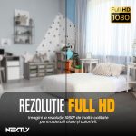 Mini camera de supraveghere WiFi NEXTLY, FULL HD 1080p, vedere nocturna, detectare miscare, aplicatie mobila, Android/iOS, unghi larg 150°, 30x30x23mm, negru - imagine 4