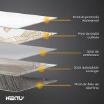 Rola tapet autoadeziv premium NEXTLY, marmura alba, waterproof, ajustabil, adeziv puternic, usor de montat, acoperire 3.6 mp, 120x300 cm, 2.5 mm grosime, alb-auriu - imagine 4
