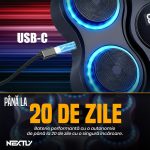 Aparat de box muzical NEXTLY, Bluetooth, 11 moduri, 9 trepte de viteza, iluminare LED, sistem de antifonare si atenuare a socurilor, incarcare USB-C, 45.5x37.5cm, negru - imagine 7