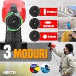 Pistol de vopsit electric NEXTLY, 400W, 32000RPM, capacitate 800 ml, debit reglabil, 3 moduri de pulverizare, vascozitate 130din, debit maxim 1l/min, rosu-negru - imagine 4