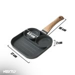 Tigaie antiaderenta cu 3 compartimente NEXTLY, pentru mic dejun, aluminiu, maner lemn detasabil, 17x17x2cm, gri - imagine 8