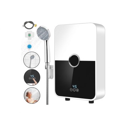 Incalzitor instant de apa NEXTLY, alb-negru, 26x18cm, control digital, design compact, cu furtun si para de dus incluse