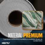 Rola tapet autoadeziv premium NEXTLY, marmura alba cu insertii de verde deschis, waterproof, ajustabil, adeziv puternic, usor de montat, acoperire 3.6 mp, 120x300 cm, 2.5 mm grosime, verde deschis - imagine 8