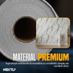 Rola tapet autoadeziv premium NEXTLY, marmura alba, waterproof, ajustabil, adeziv puternic, usor de montat, acoperire 3.6 mp, 120x300 cm, 2.5 mm grosime, alb marmorat - imagine 8
