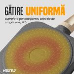 Tigaie antiaderenta cu 4 compartimente NEXTLY, pentru mic dejun, aluminiu, maner lemn detasabil, 17x17x2cm, gri - imagine 7