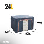 Set 3 x Organizator pentru haine, perne, pilote, jucarii si alte accesorii NEXTLY, 3 marimi - 24/66/100 litri, cutie depozitare pliabila cu manere, cadru metalic, fereastra de vizualizare, material respirabil, inchidere cu fermoar, albastru inchis - imagine 9