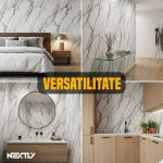 Rola tapet autoadeziv premium NEXTLY, marmura alba, waterproof, ajustabil, adeziv puternic, usor de montat, acoperire 3.6 mp, 120x300 cm, 2.5 mm grosime, alb marmorat - imagine 6
