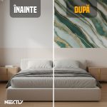 Rola tapet autoadeziv premium NEXTLY, marmura alba cu insertii de verde deschis, waterproof, ajustabil, adeziv puternic, usor de montat, acoperire 3.6 mp, 120x300 cm, 2.5 mm grosime, verde deschis - imagine 5