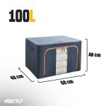 Set 3 x Organizator pentru haine, perne, pilote, jucarii si alte accesorii NEXTLY, 3 marimi - 24/66/100 litri, cutie depozitare pliabila cu manere, cadru metalic, fereastra de vizualizare, material respirabil, inchidere cu fermoar, albastru inchis - imagine 11