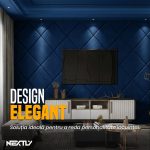 Set 10 x Placi Tapet Autoadeziv Velur 3D Premium NEXTLY, textura catifelata, 34x34 cm, 12mm grosime, material moale si neted, acoperire 1.15 mp, adeziv puternic, rezistente la apa si caldura, bleumarin - imagine 7
