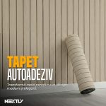 Tapet autoadeziv 3D NEXTLY, imitatie lemn, rezistent la apa, 60x300cm, bej inchis - imagine 3