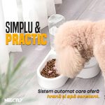 Dispenser de hrana si apa caini/pisici NEXTLY, hidratare automata, sistem anti-stropire, material sigur, alb - imagine 4