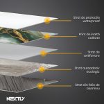 Rola tapet autoadeziv premium NEXTLY, marmura alba cu insertii de verde deschis, waterproof, ajustabil, adeziv puternic, usor de montat, acoperire 3.6 mp, 120x300 cm, 2.5 mm grosime, verde deschis - imagine 4