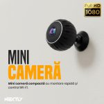 Mini camera de supraveghere WiFi NEXTLY, FULL HD 1080p, vedere nocturna, detectare miscare, aplicatie mobila, Android/iOS, unghi larg 150°, 30x30x23mm, negru - imagine 2